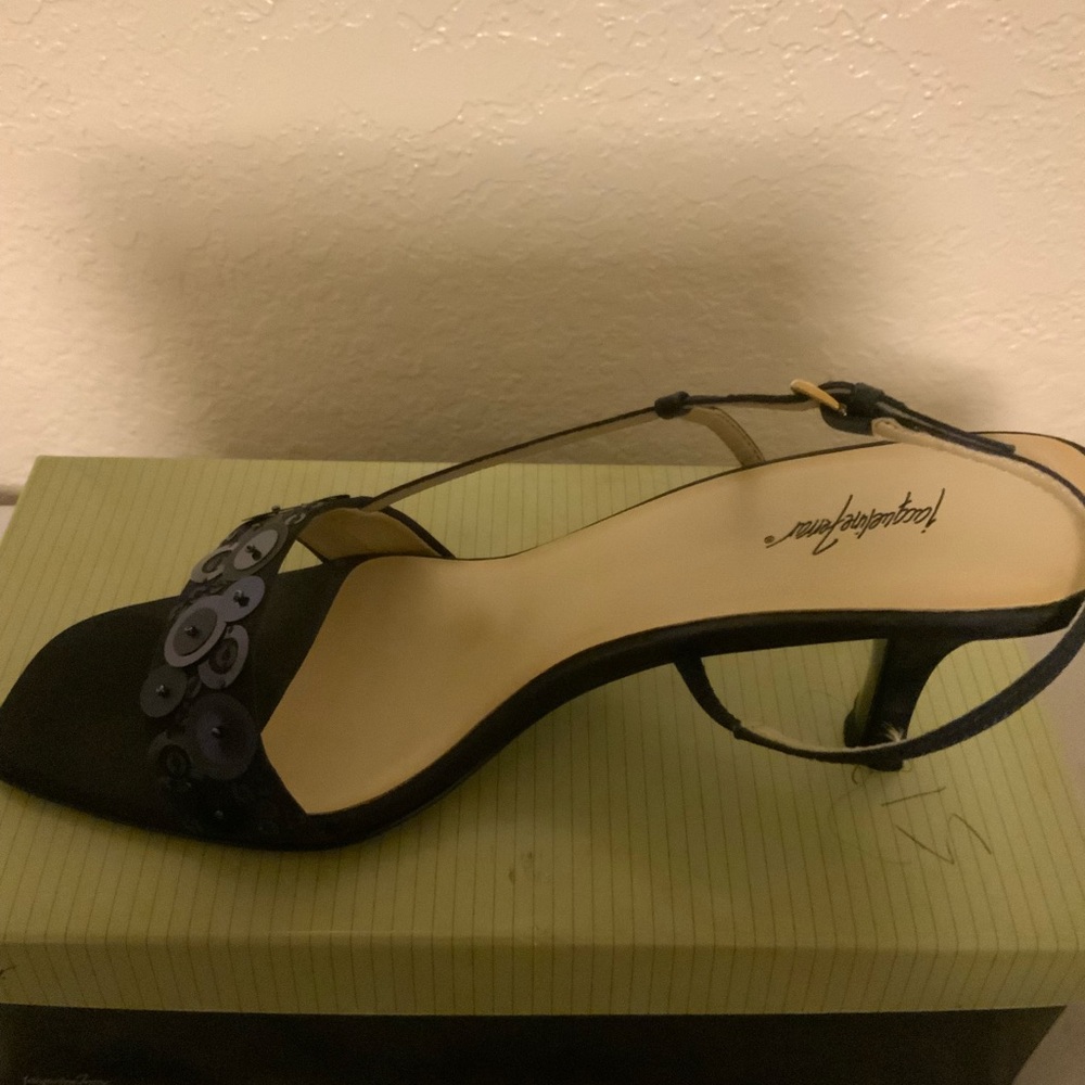 Navy blue sequence heels